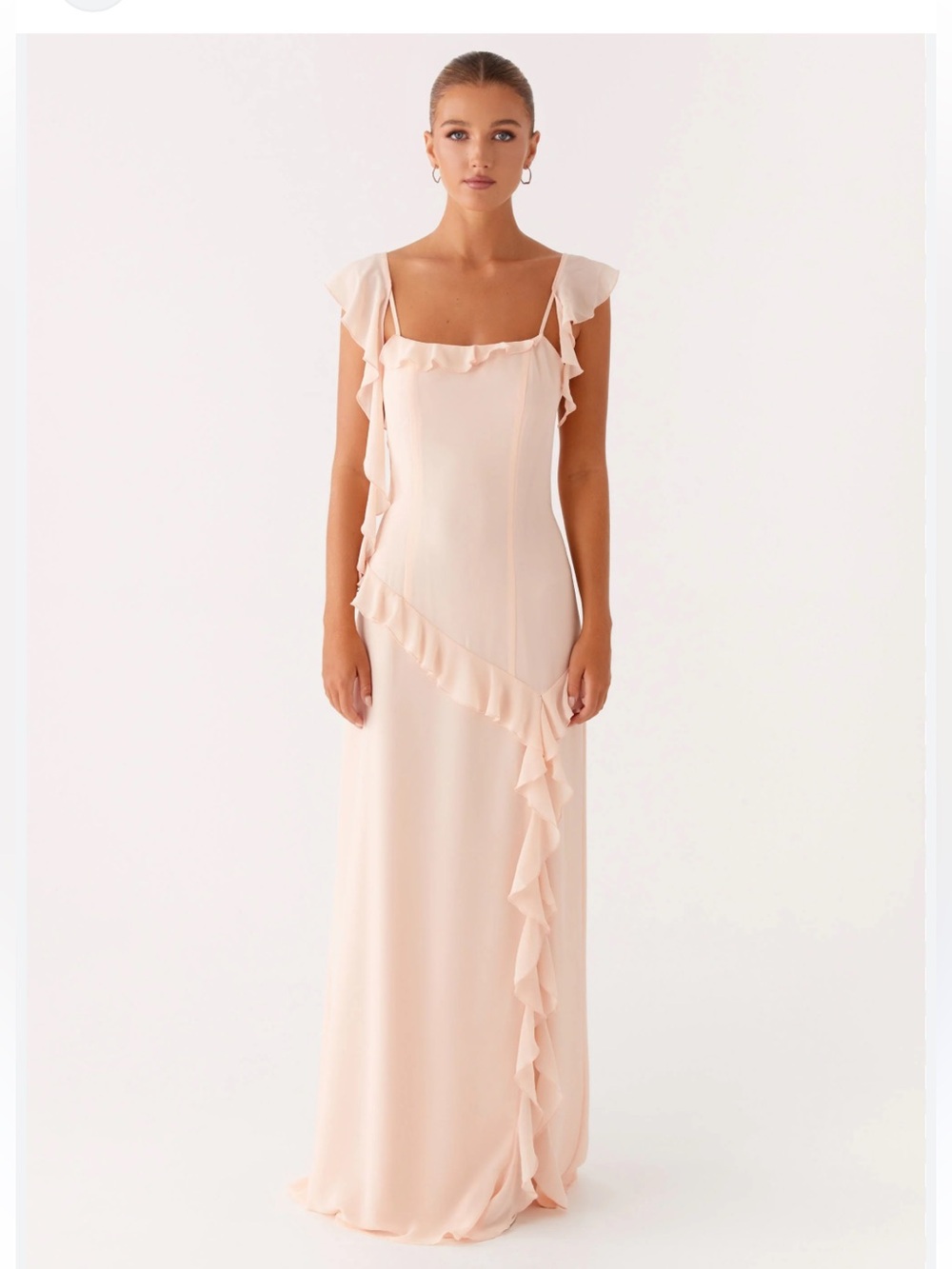 Peppermayo Peach Ruffle-Trim Maxi Dress